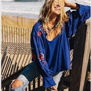 Free People blouse with floral embroidery
